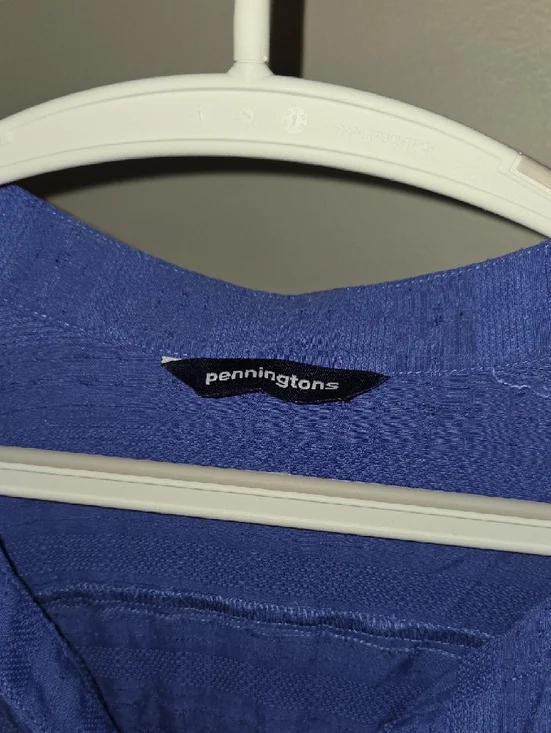 Penningtons Royal Blue Textured Button-Front Tunic - Picture 2 of 10